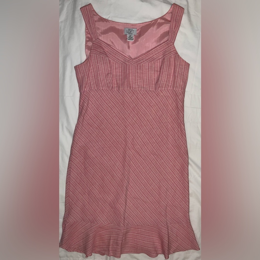 LOFT Pink Sleeveless Linen Dress Women's Size 10P